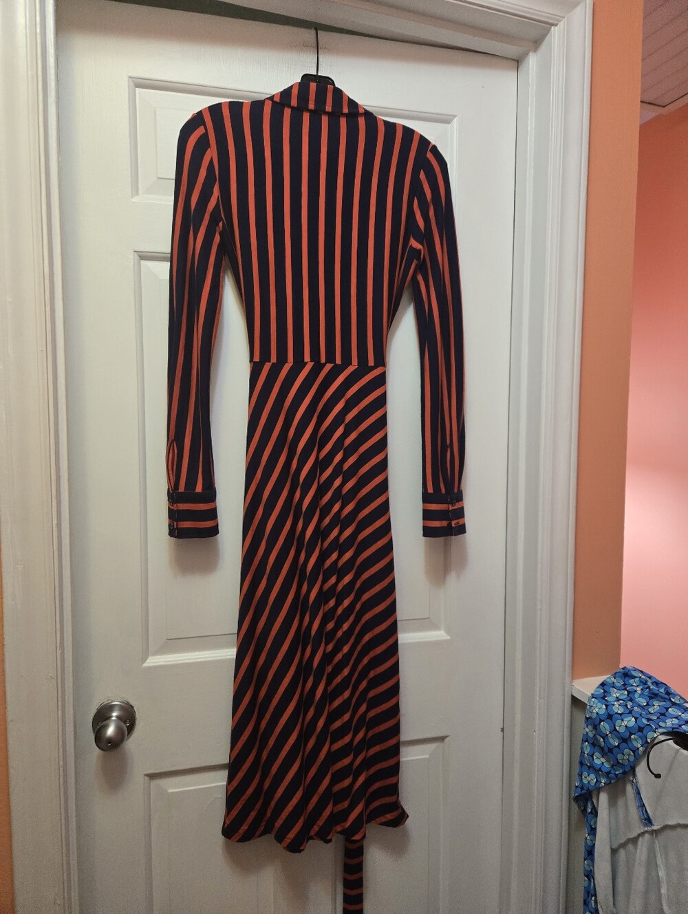 Boden Striped Long-Sleeve Shirt Dress in Red and Navy - Picture 4 of 4